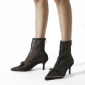 New Manufacturer Wholesale Mesh Upper 9.5 Cm Heel Boots for Ladies High Heel Boots Women